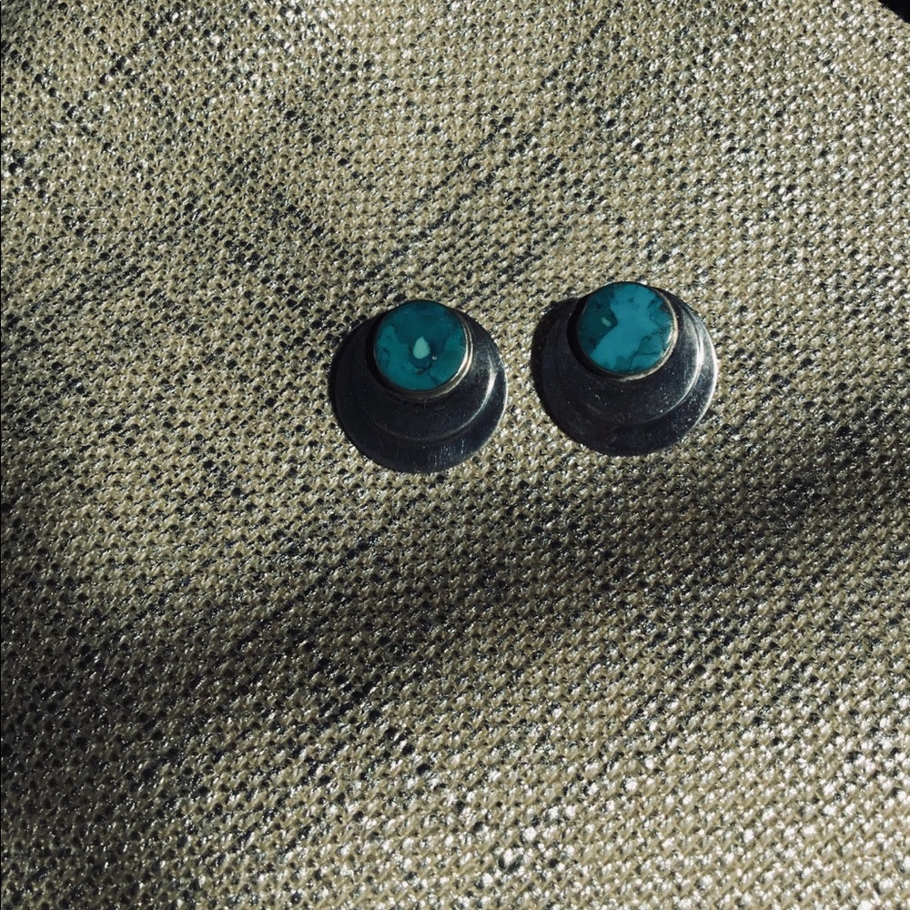 Turquoise and Silver Stud Earrings